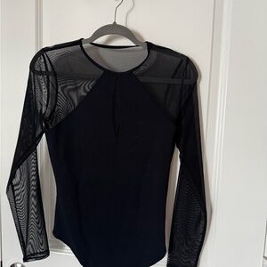 Abercrombie & Fitch Black Mesh Sleeve Bodysuit